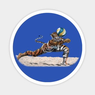 Cat Warrior Beach Volleyball Realistic Art Magnet